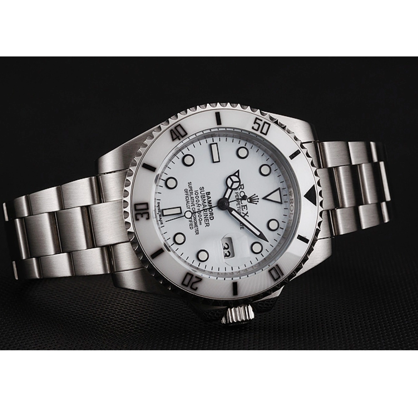 Rolex aaa copy Stainless 1453863 White Bamford Bracelet Steel Dial Rolex Submariner 0727